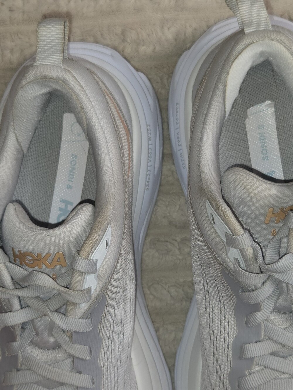 HOKA Bondi 8 Women's Running Shoes Gray Rose Gold Athletic Sneakers Size 7 B - Picture 9 of 9